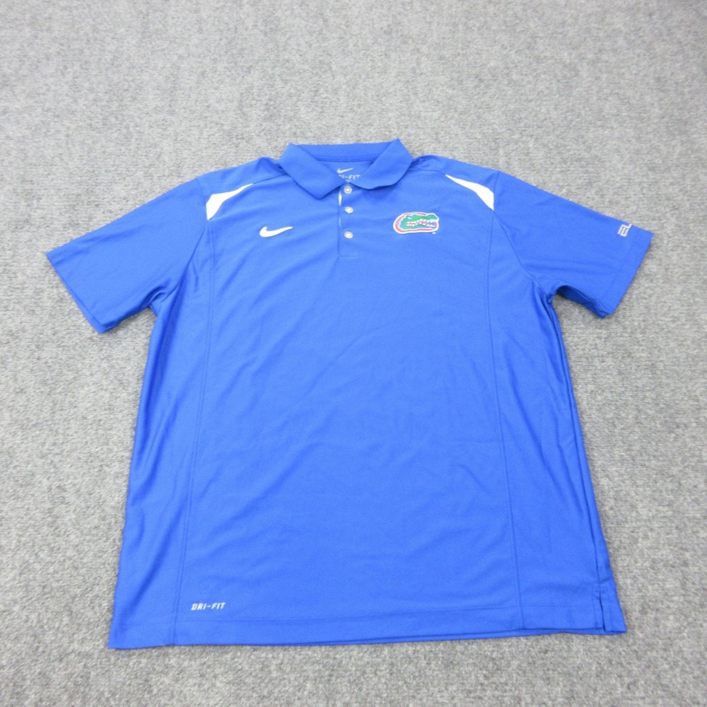 Florida Gators Polo Shirt Mens XL Blue NCAA Football Nike Dri-FIT Elite